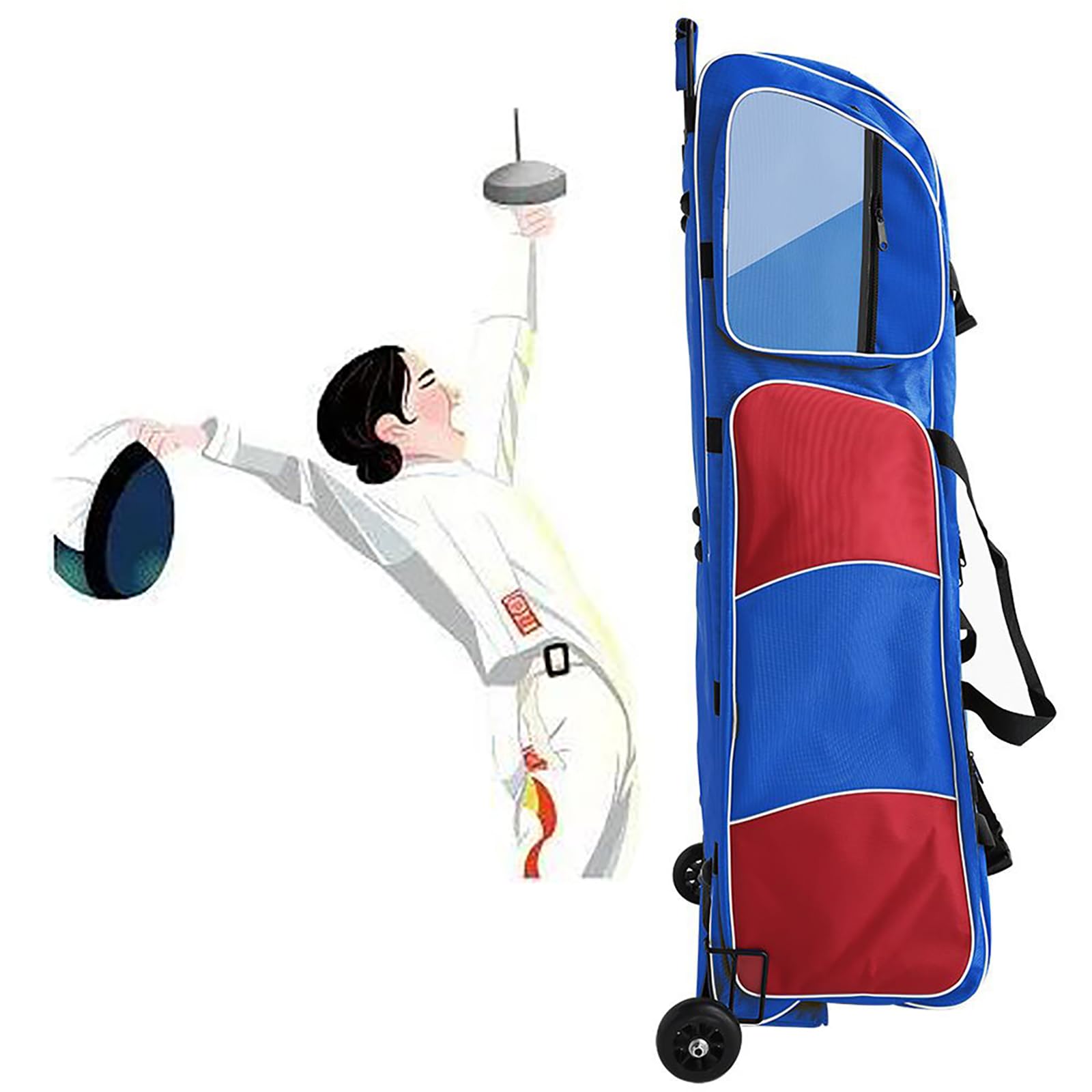 G GUFAMILY Fencing Storage Bag for Epee Saber and Foil Equipment - Portable Sword Bag Backpack Mask Competition Draw-bar Rolling Fencing Bag - Fencing