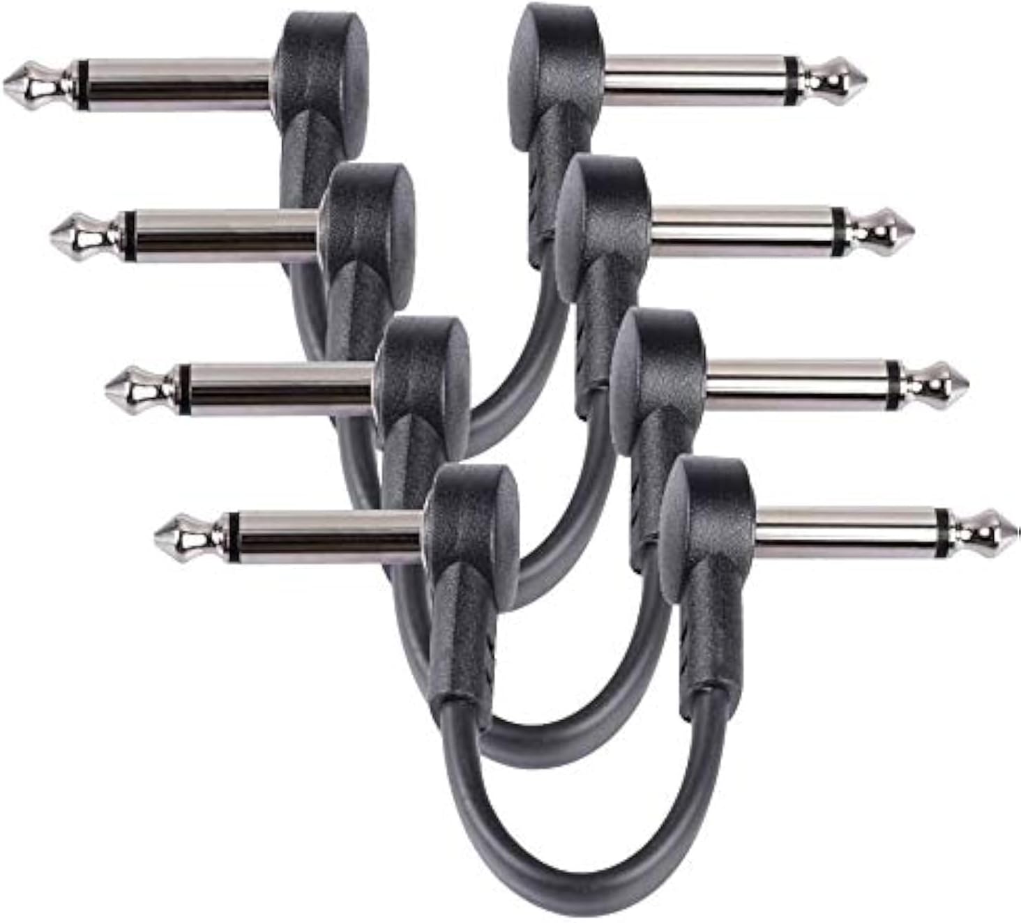 6 Inch Guitar Patch Cable Black Guitar Effect Pedal Noiseless Cables (4-Pack)