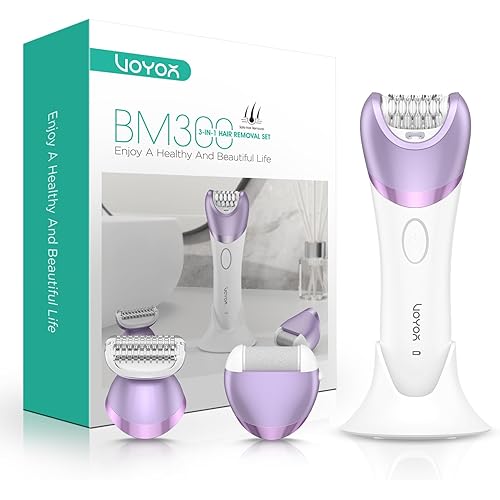 VOYOR Epilator for Women, Cordless Epilators Hair Removal for Women, 3 in 1 Hair Removal Device for Leg Arm Face with 30 Tweezers, Rechargeable Wet & Dry Electric Lady Shaver & Trimmer BM300 (Purple)