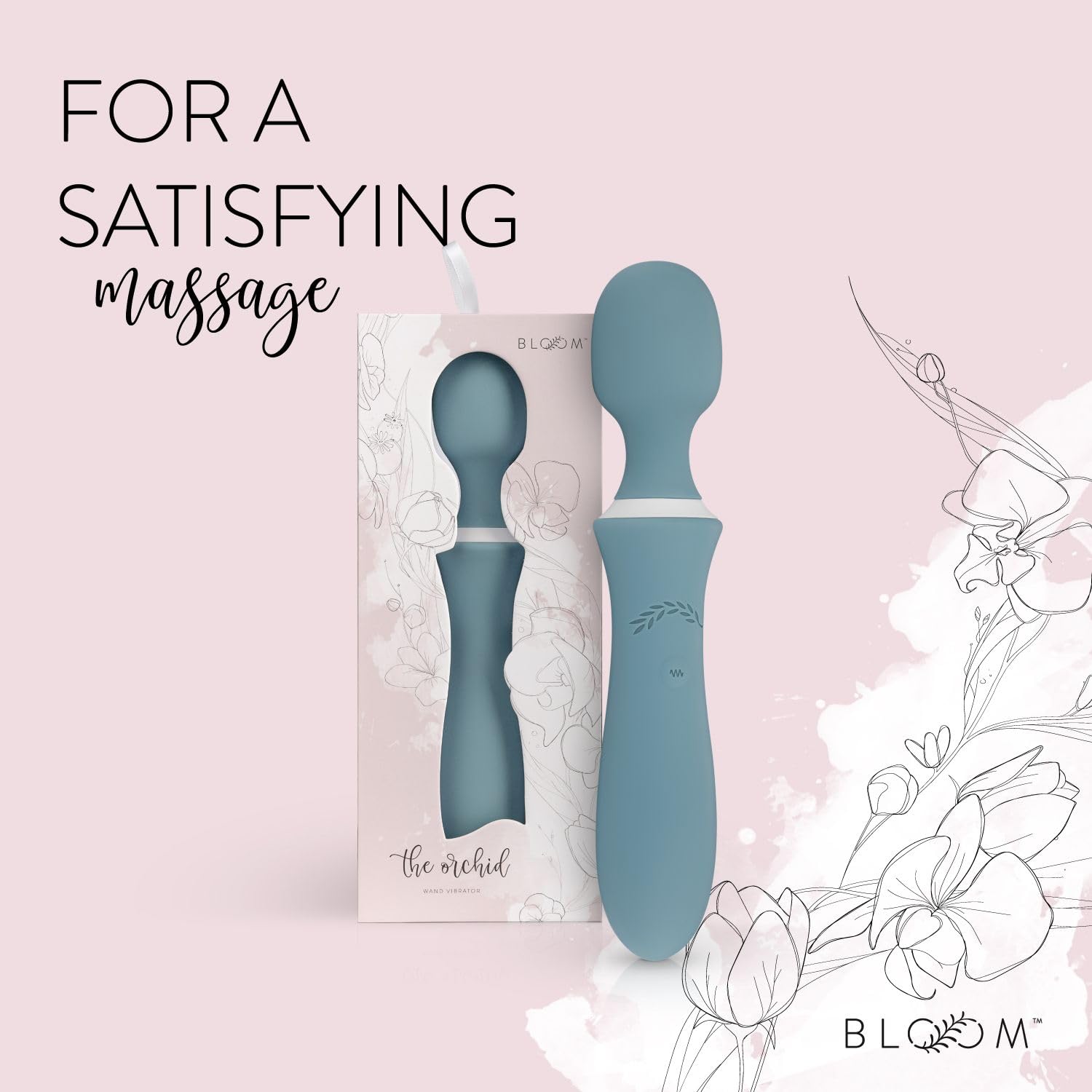Bloom Wand Massaggiatore Orchid con 10 Modalità – Per la Migliore Esperienza di Massaggio - USB Ricaricabile (Incluso)– Cordless - Impermeabile – Design Unico