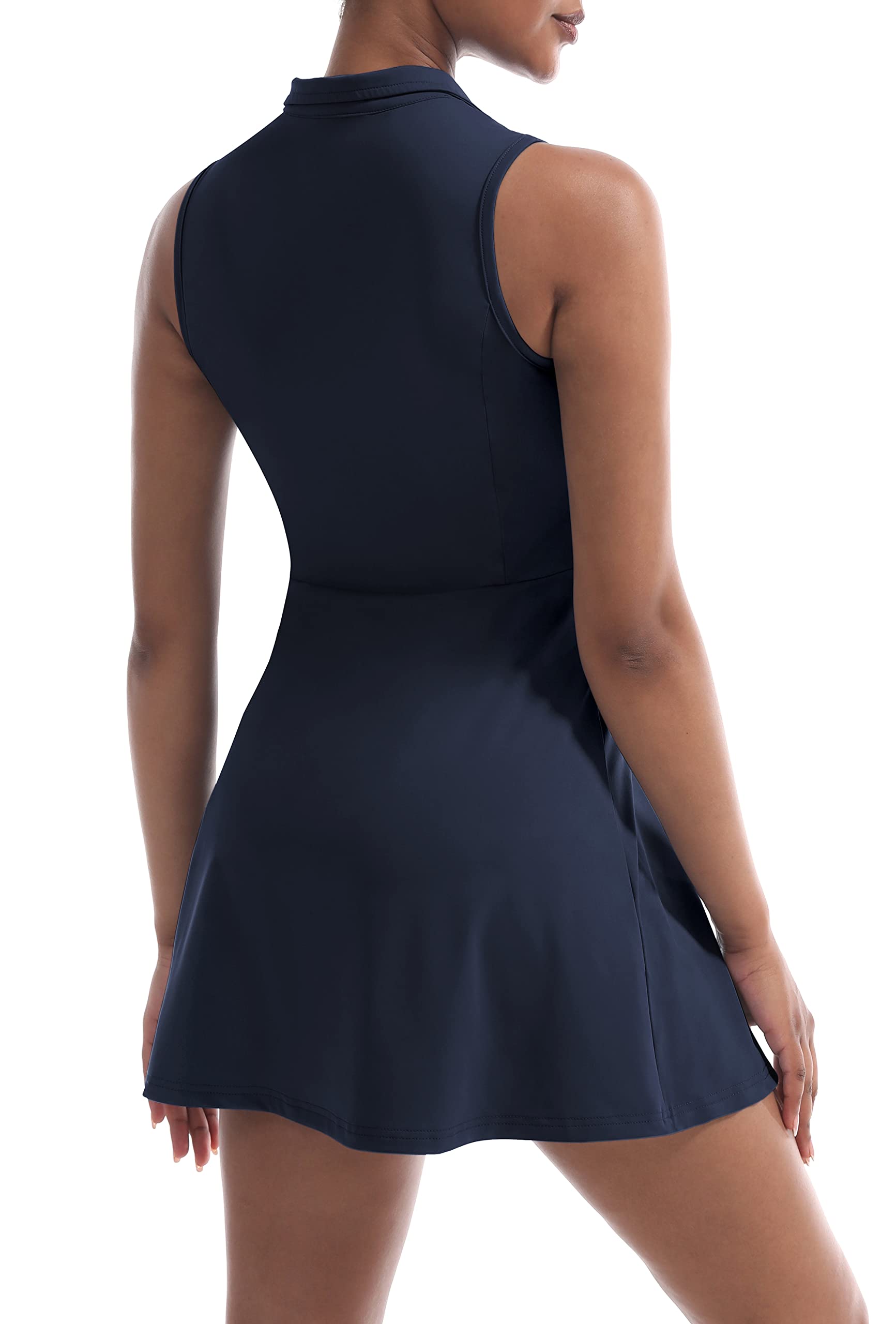 Damen-Tenniskleid, Golfkleid, Workout-Kleid mit Shorts und Taschen für ärmellose Sportkleider