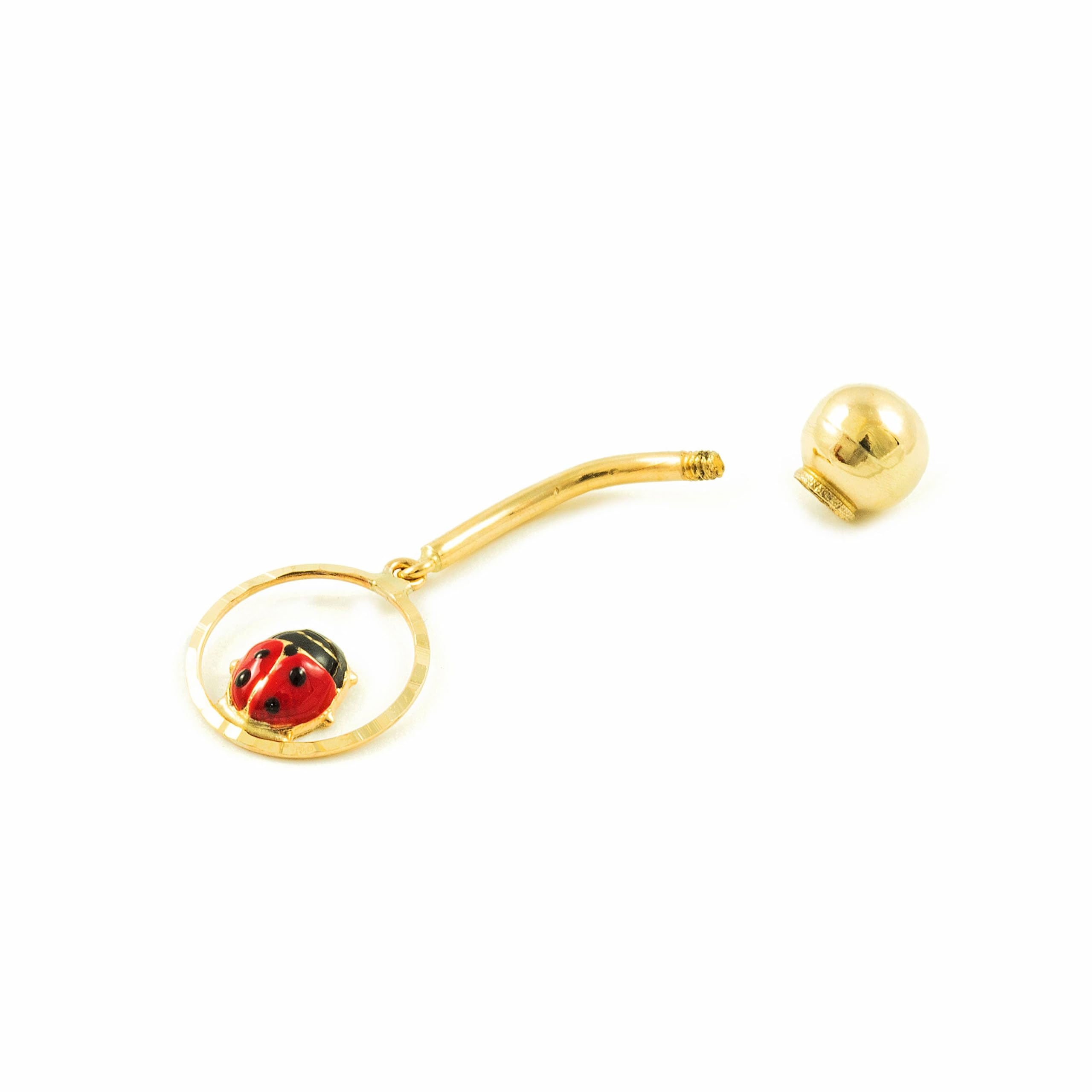 Monde Petit Rot-Schwarz Emaille Marienkäfer Piercing Gelbgold 9k - Geschenkbox - Garantiezertifikat