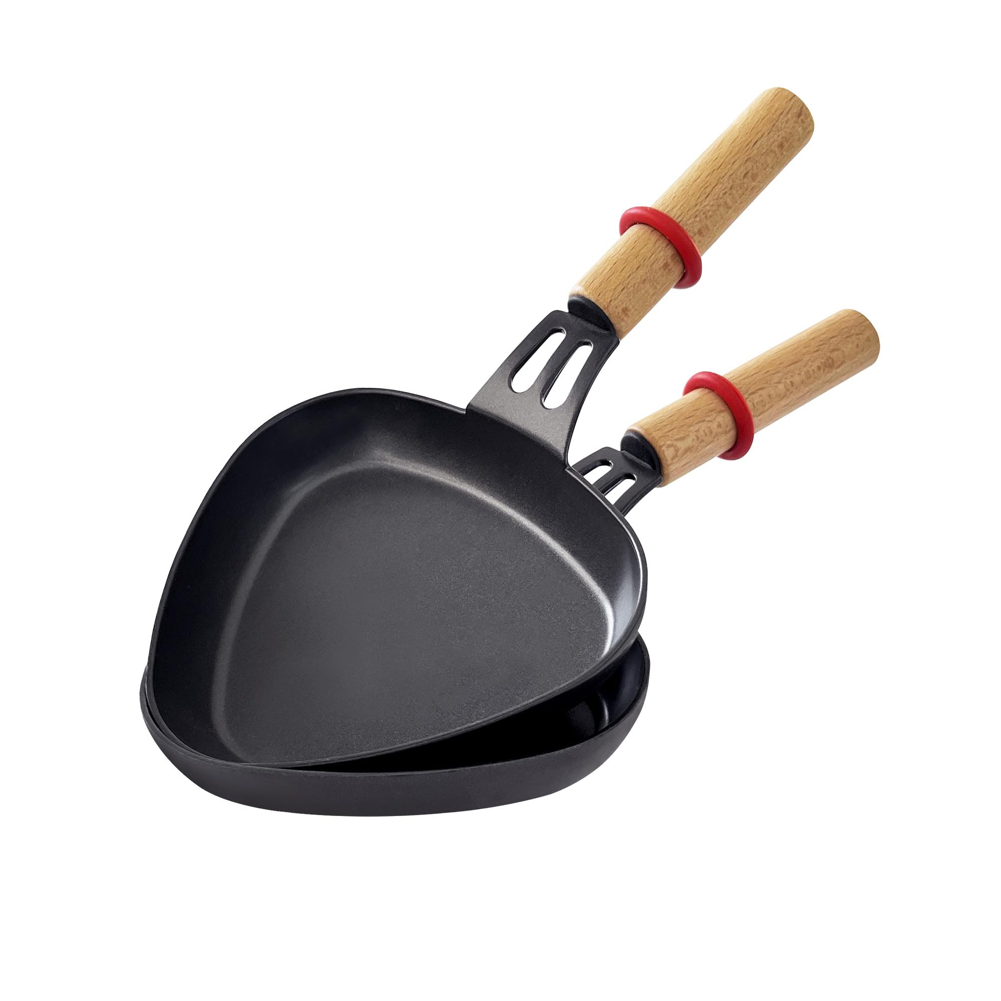 LAGRANGE Set of 2 Triangular Raclette Frying Pans, Wooden Handle
