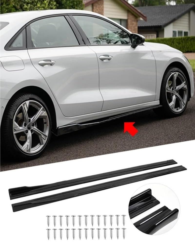 pour Audi A3 A4 A5 S-Line RS3 8V Berline 2013+ Extensions De Bas Caisse Et Peints en Noir Brillant