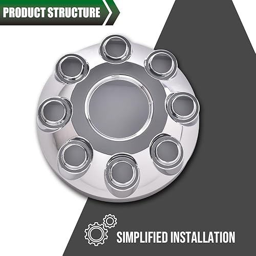Vista 50 de GRAND ORANGE 4 tapas centrales de rueda cromadas para llantas de remolque de 3 1/4 pulgadas, 3.25 pulgadas, orificio central, rayado ligero Ajuste