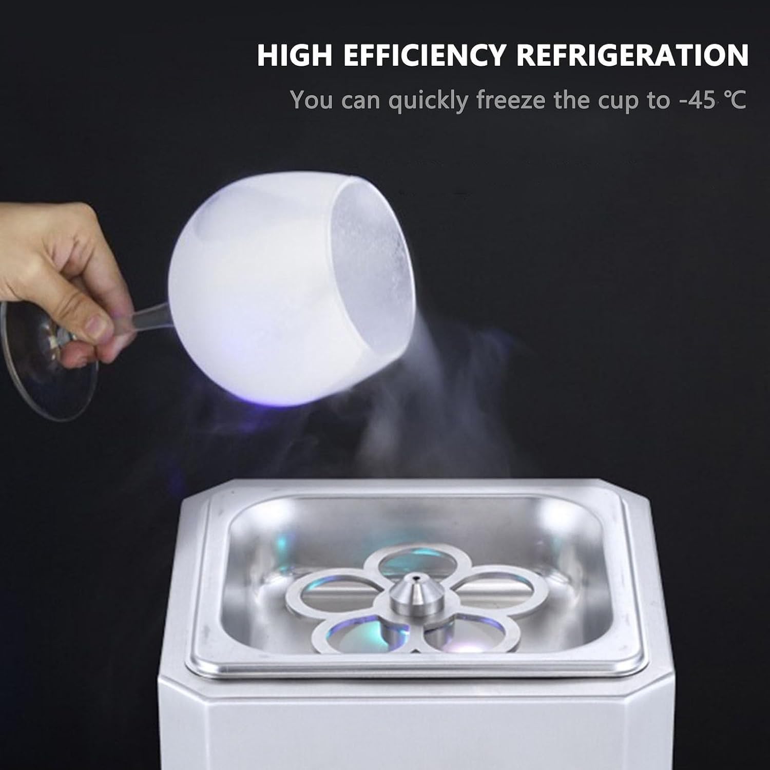 Mini refrigeratore di vetro, congelatore istantaneo di bevande con luce LED, tecnologia CO2 a raffreddamento rapido per bar, ristoranti e cucine, refrigerazione rapida delle bevande