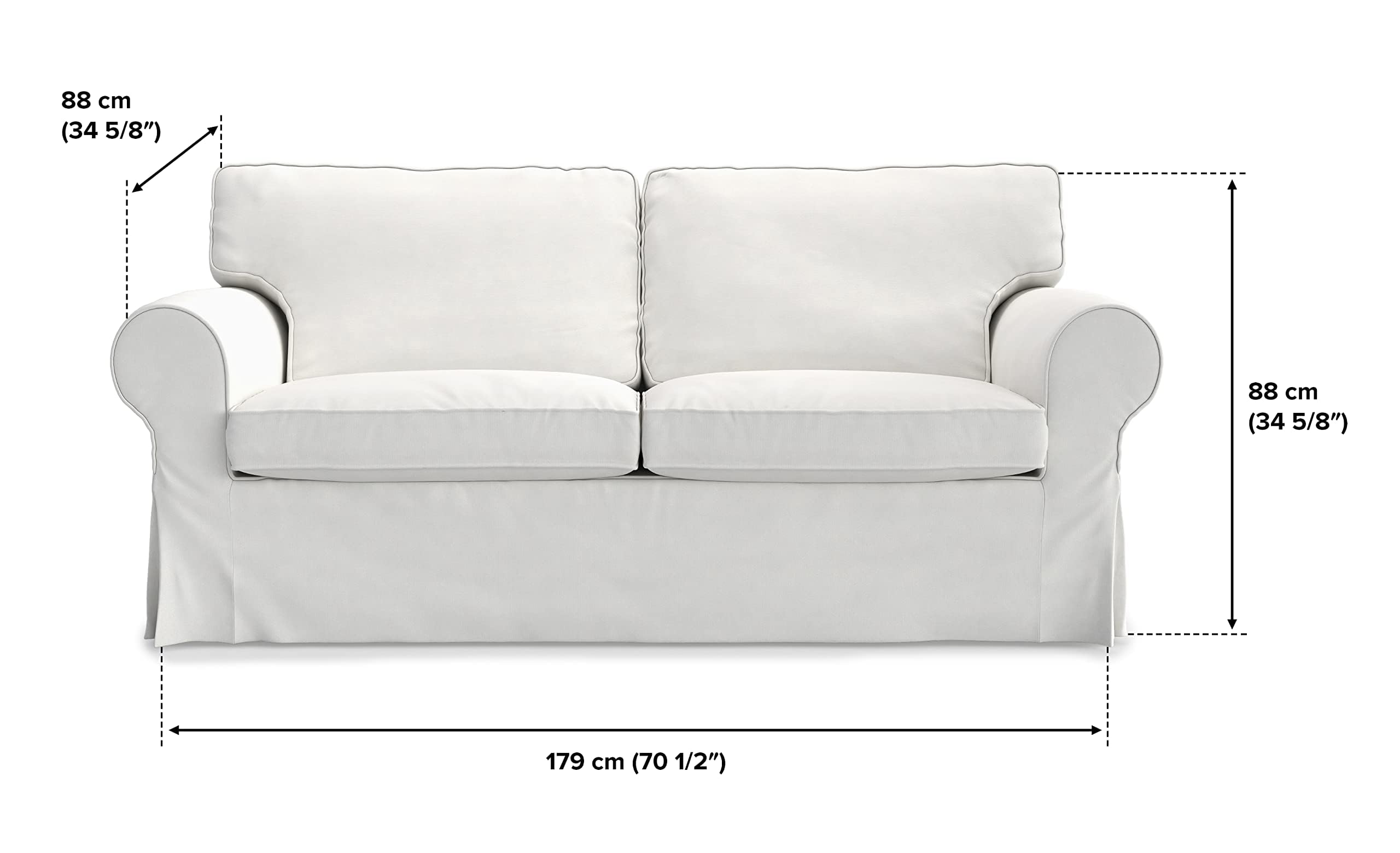 MASTERS OF COVERS Housse de canapé 2 Place pour IKEA Ektorp, Crème Housse de canapé Ektorp Protege canape en Coton, Ektorp 2er Couvre canapé, 179x88x88cm