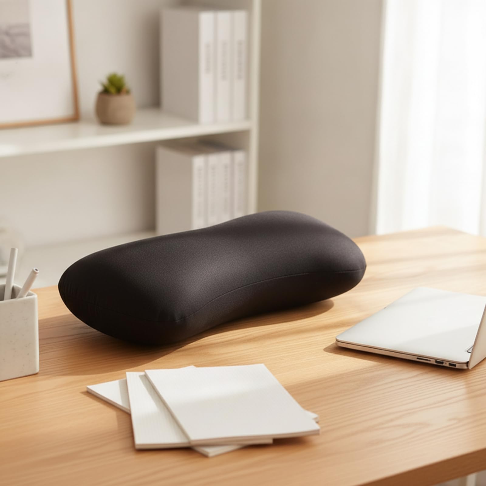 Almohada con Forma Ave Almohada en Forma Contorneado Cojín Cervical con Relleno Espuma para Adultos, Negro