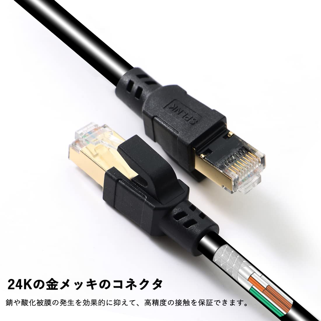 Amazon.co.jp: CAT8 LAN Cable, Category 8 40Gbps 2000MHz