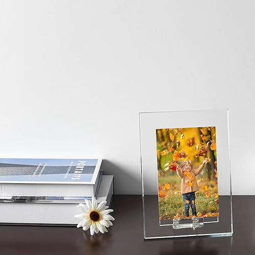 Miniatura 3 de kitCom Marco de fotos de cristal simple para decoración del hogar, marco de boda, exhibición de mesa, fotos de 4 x 6 pulgadas, viene con caja de