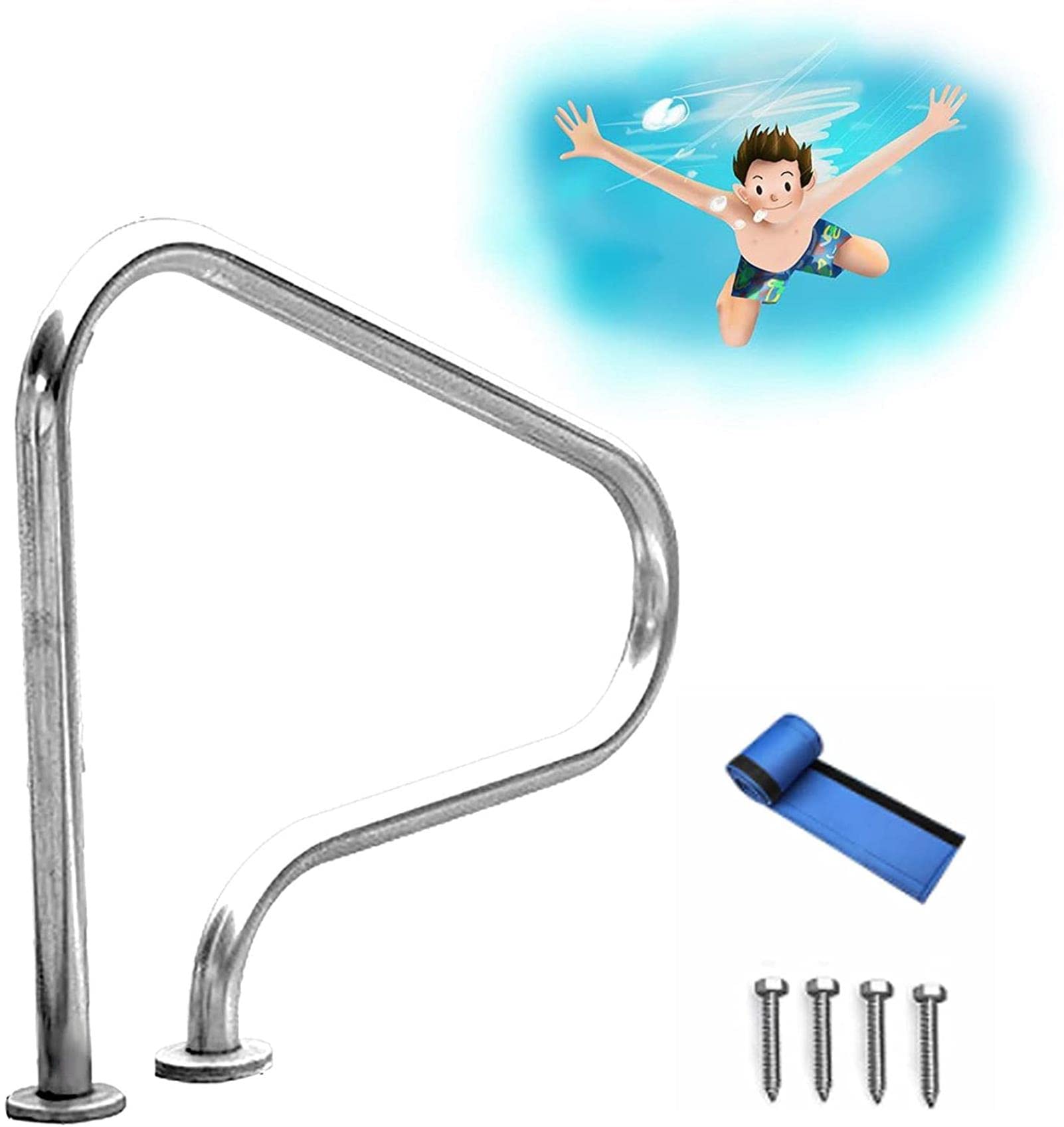 Main courante de piscine 80x80cm en inox 304 antidérapant pour parc aquatique
