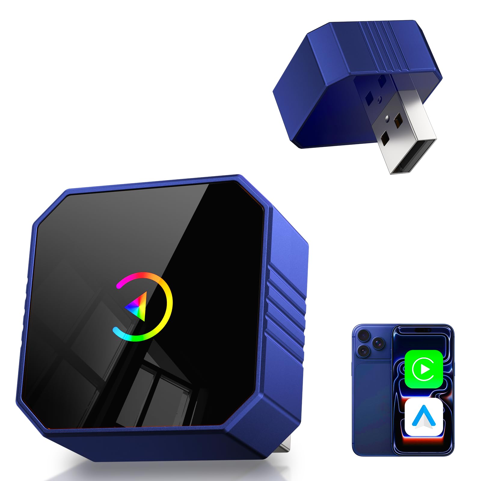 Photo 1 of 2026 Upgraded Mini Wireless CarPlay Adapter for Apple CarPlay & Android Auto, Plug & Play, Fast and Auto Connect, No Latency 2 in 1 Car Play Wireless Adapter for iPhone iOS 10+ & Android 11+