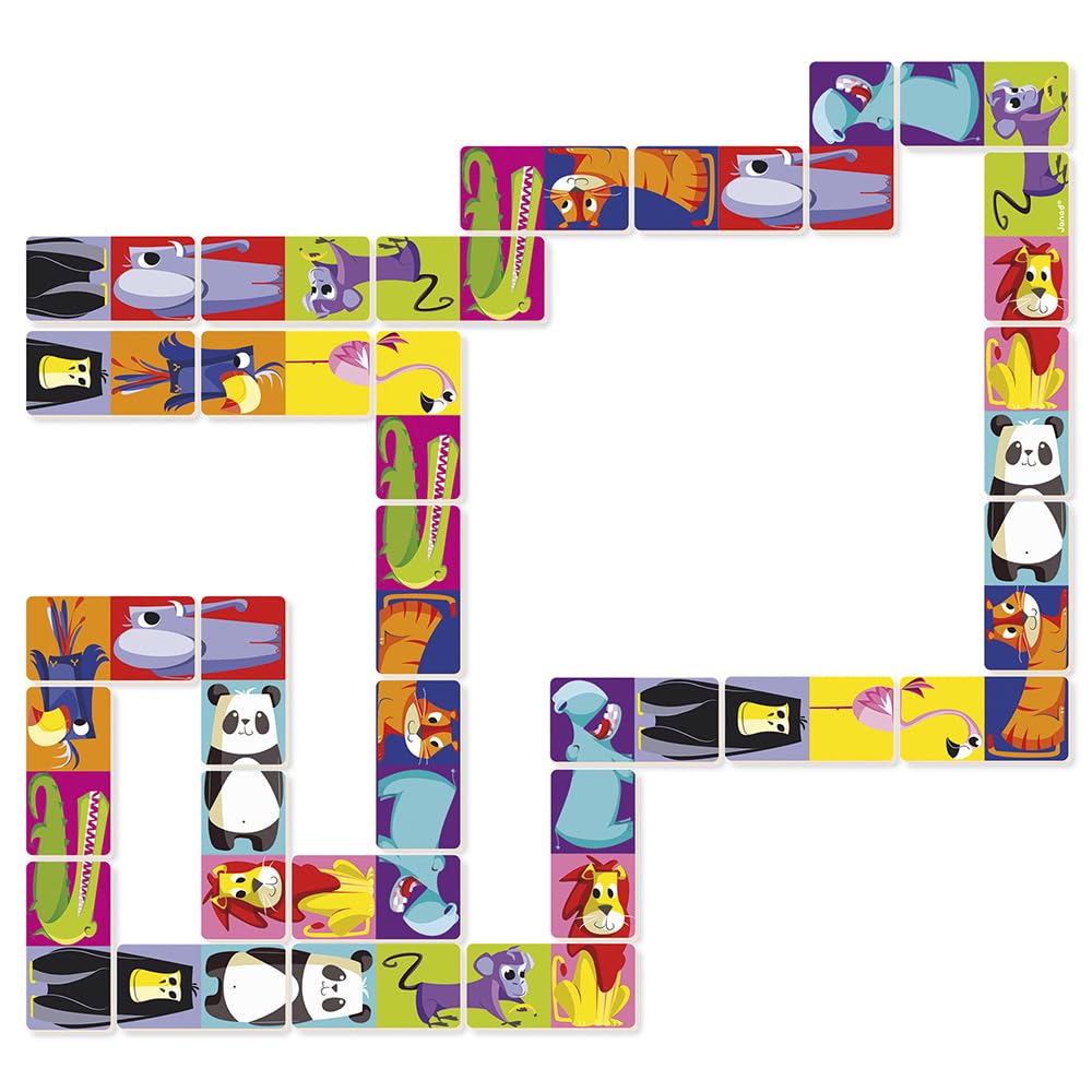 Janod - Jungle Dominoes Game - Childrens Board Game - FSC - Ages 3 and up - J02771