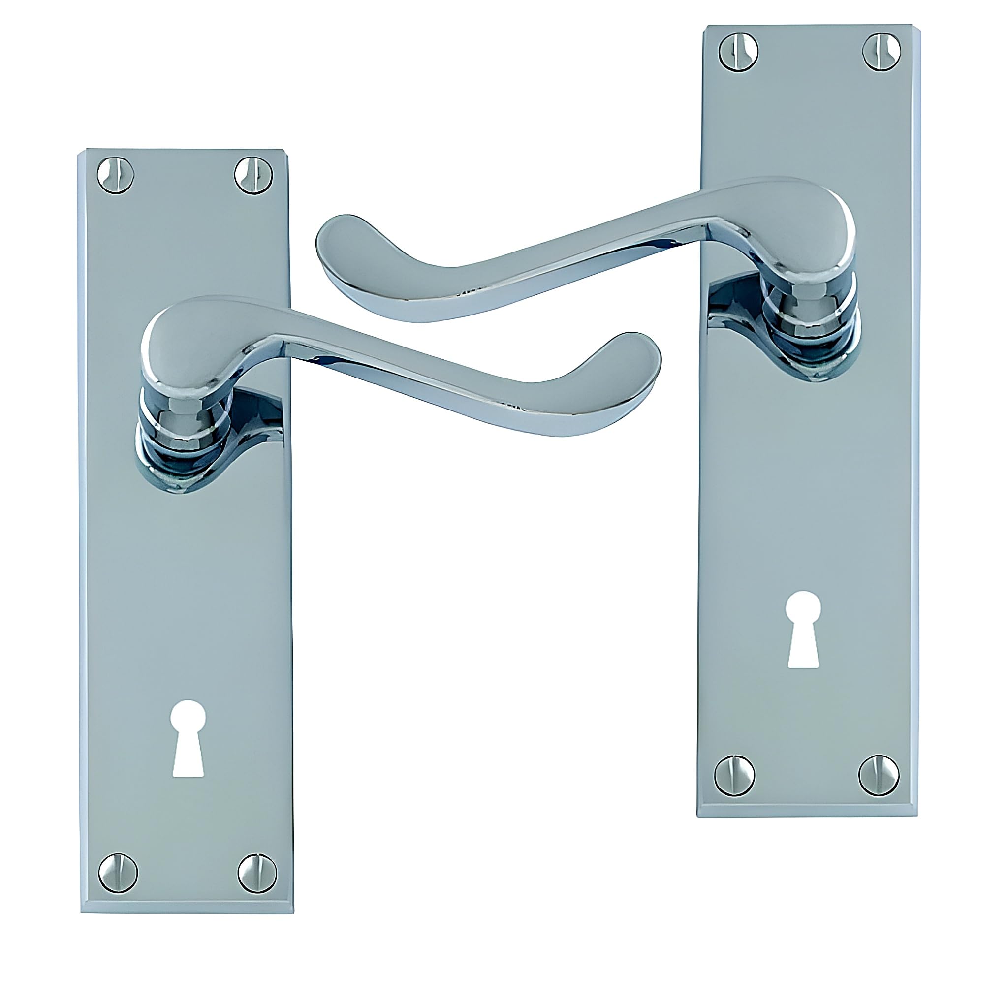 UAP Limited Uap Victorian Heavy Scroll Chrome Internal Door Handles Pair- Lever On Backplate Lock Set from B&Q