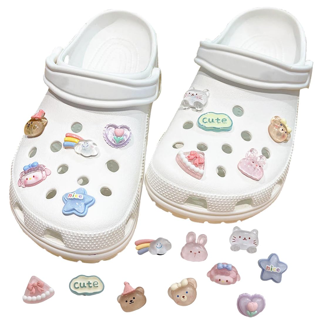 Charms PVC Colorati Ciondoli Per Scarpe Kawaii Gatti - Set 30 Pezzi PVC Decorativi Decorazioni Sandali Gatti