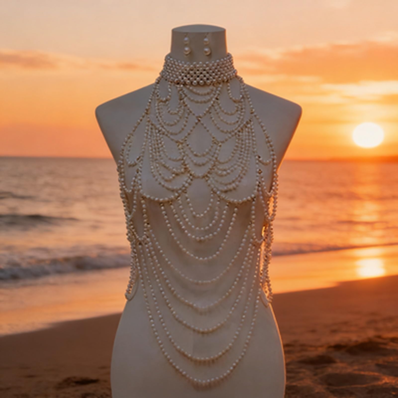 Perlen Schulterketten Braut Hochzeit Boho Mehrlagige Arm Kette Körperschmuck