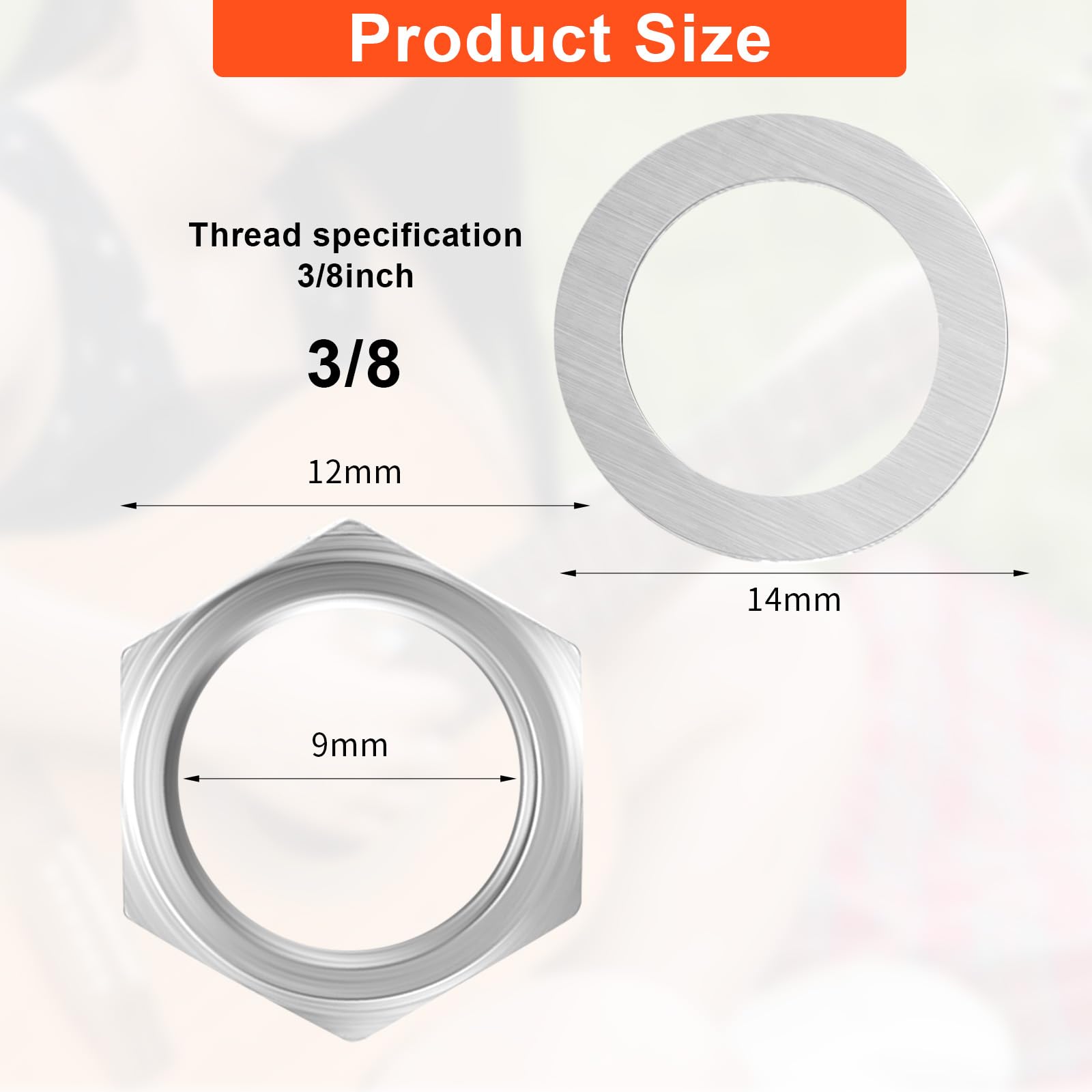 10 Set Jack Socket Nut with Washer, Guitar Nuts and Washers, 3/8