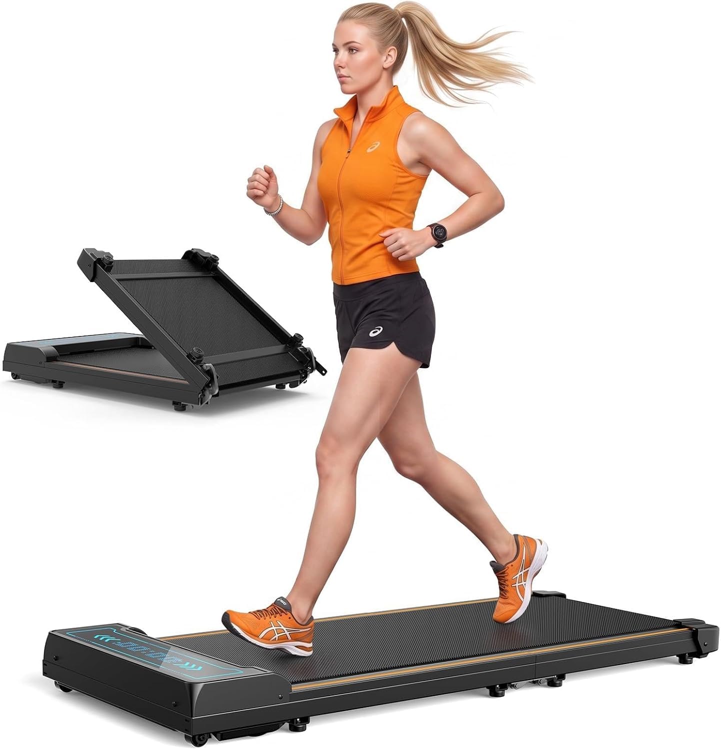 JAGJOG Walking Pad Laufband für Zuhause und Büro, 2,5 PS Motor, Schwarz | Bis 136 kg belastbar, mit App und Fernbedienung für komfortables Training zu Hause oder im Büro