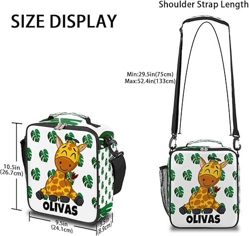 Miniatura 3 de Bolsa de almuerzo personalizada para niñas, niños, adolescentes, hombres y mujeres, regalo personalizado, bolsa de almuerzo con estampado de jirafa