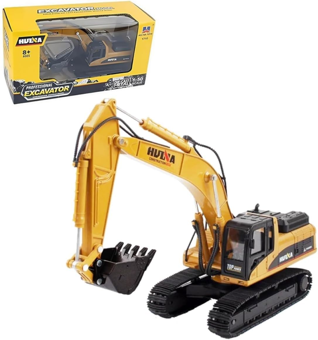 DIJIUCL Huina 1:50 Metal Rock Breaker Digger Alloy Die-cast Model Construction Excavator for Boys Kids Ages 3+