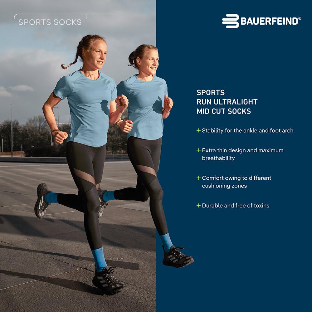 BAUERFEIND Run Ultralight Mid Cut Socks Calcetines de Running