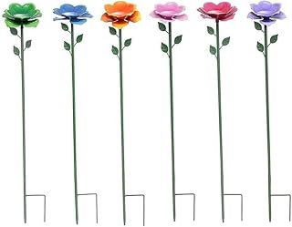 6-Pack Garden Bee Watering Station, Easy 4-Step Assembly Metal Butterfly Feeder Cups, with Adjustable Stakes for Outdoor Garden Decor