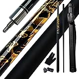 Dragon Pattern Pool Cue - 12.5mm Green Multi-Layer Tip, 1/2 Split Billiard Cue Stick with Case & Glove, Stainless Steel Quick-Connect, Fiberglass Shaft