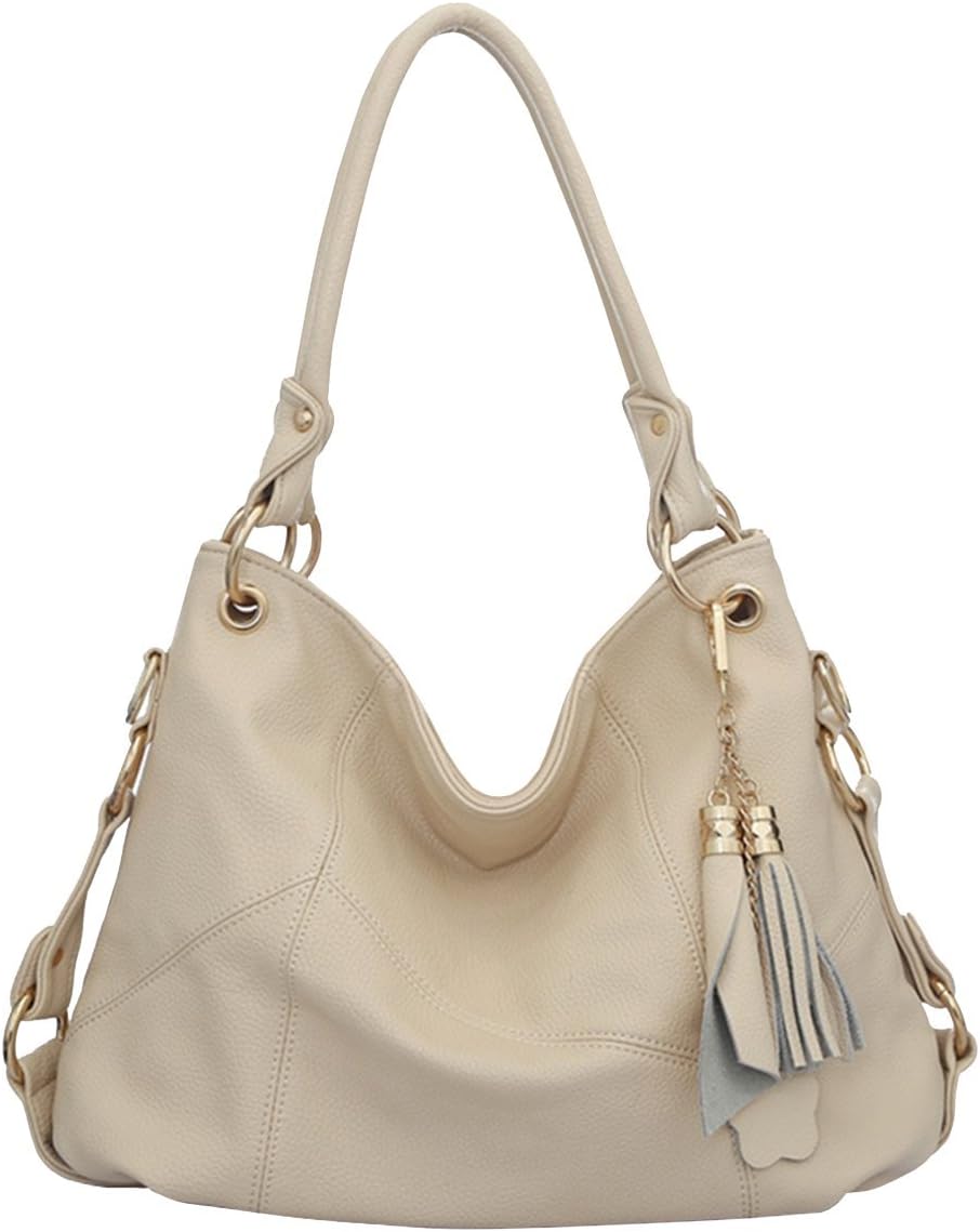 Womens Purse Handbag Shoulder Bags Tote Bags Hobo Leather Tassel,Beige