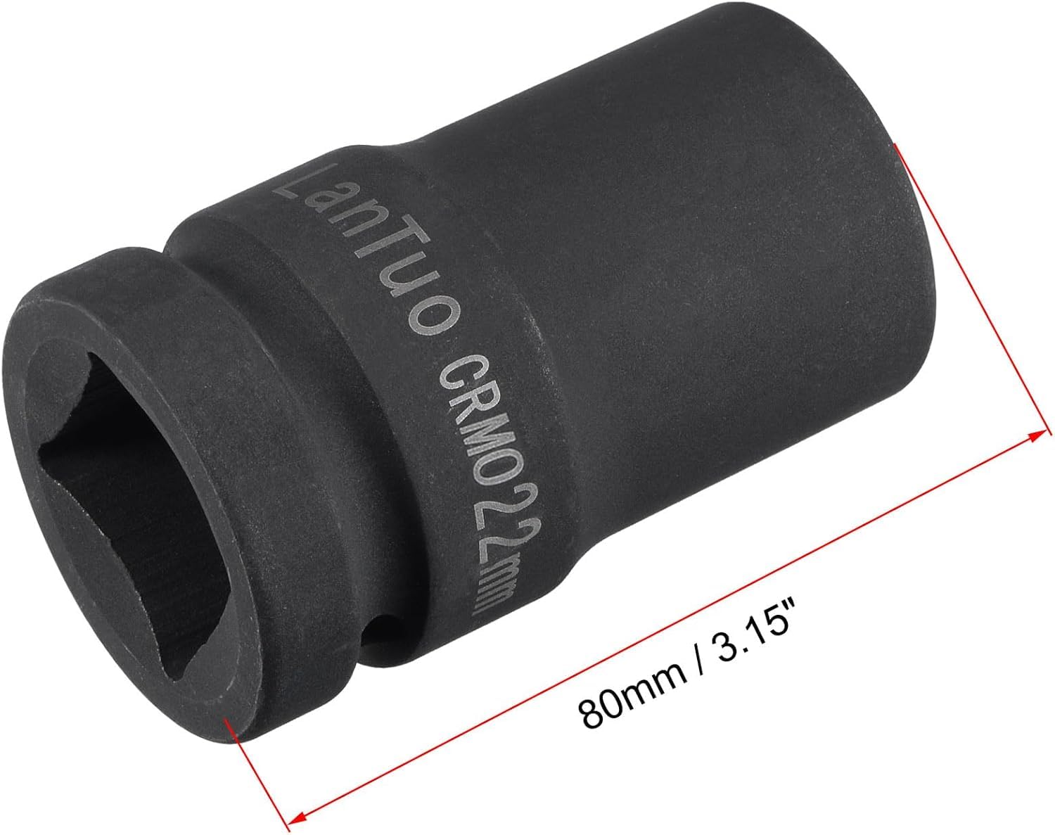 TA-VIGOR 1 Inch Drive by 22mm Square Impact Socket, Durable Reliable CR-MO 80mm Length, Standard Metric Sizes for Home Car Repair - Image 2