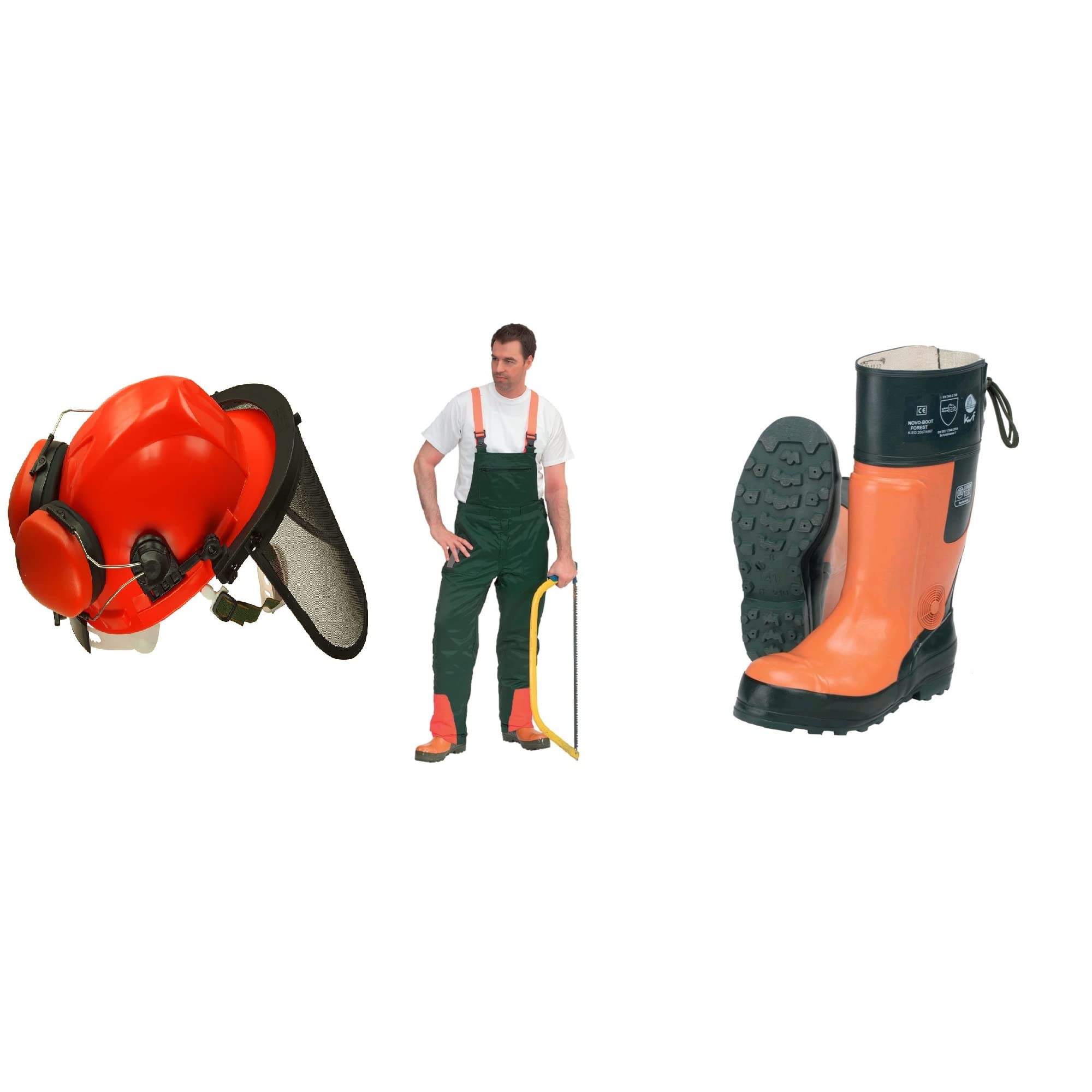 SWS Forst GmbH Schnittschutz 3er Set Schnittschutzstiefel Oregon Forsthelm + Schnittschutzhose