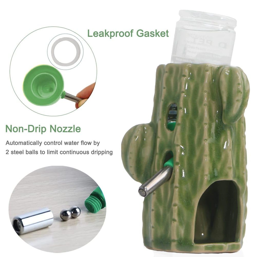Kleine Haustier Wasserflasche mit Ständer, Einstellbarer Automatischer Trinkspender, Versteckboden für Hamster, Maus, Rennmäuse, Igel