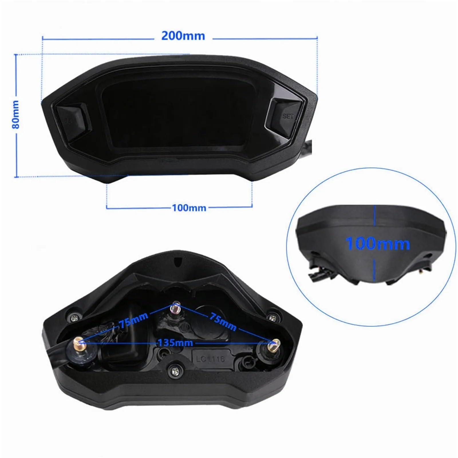 Prędkościomierz motocyklowy Licznik prędkościomierza motocyklowego, uniwersalny obrotomierz, cyfrowy wskaźnik LCD, miernik poziomu paliwa dla 1,2,4 cylindrów Prędkościomierz