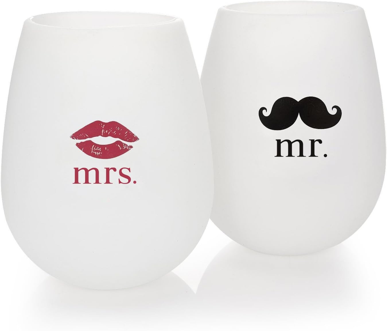 Urmelody Mr. and Mrs. Outdoor Wedding Parties Unbreakable Stemless Silicone Wine Glasses Food Grade Clear Silicone & Dishwasher Safe - Set of 2, Rubber Beer Drinking Cups (1 Pairs Fulfilled By Amazon)