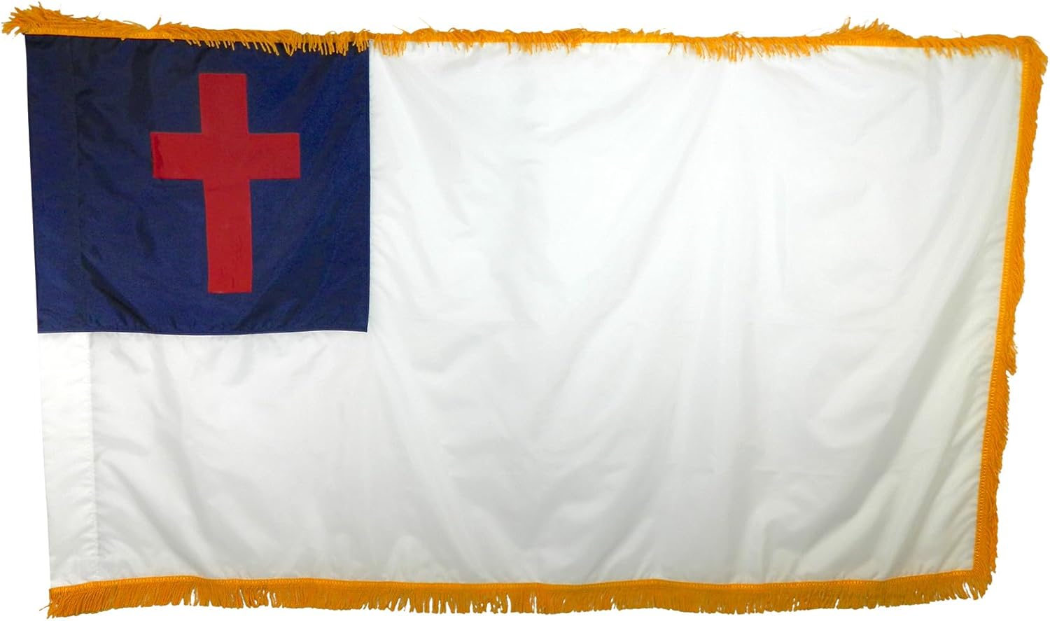 3x5' Christian Church Flag - Indoor Nylon with Pole Sleeve and Fringe, For Parade or Formal Presentation, Made In USA
