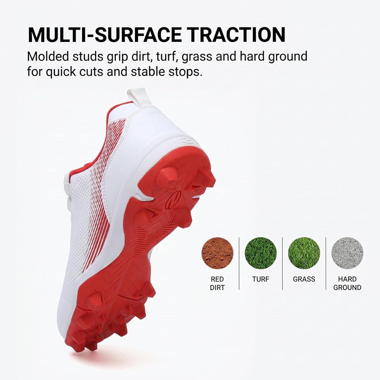 Baseball Cleats Men Molded Rubber Studs Mens Softball Shoes Turf Dirt Fields