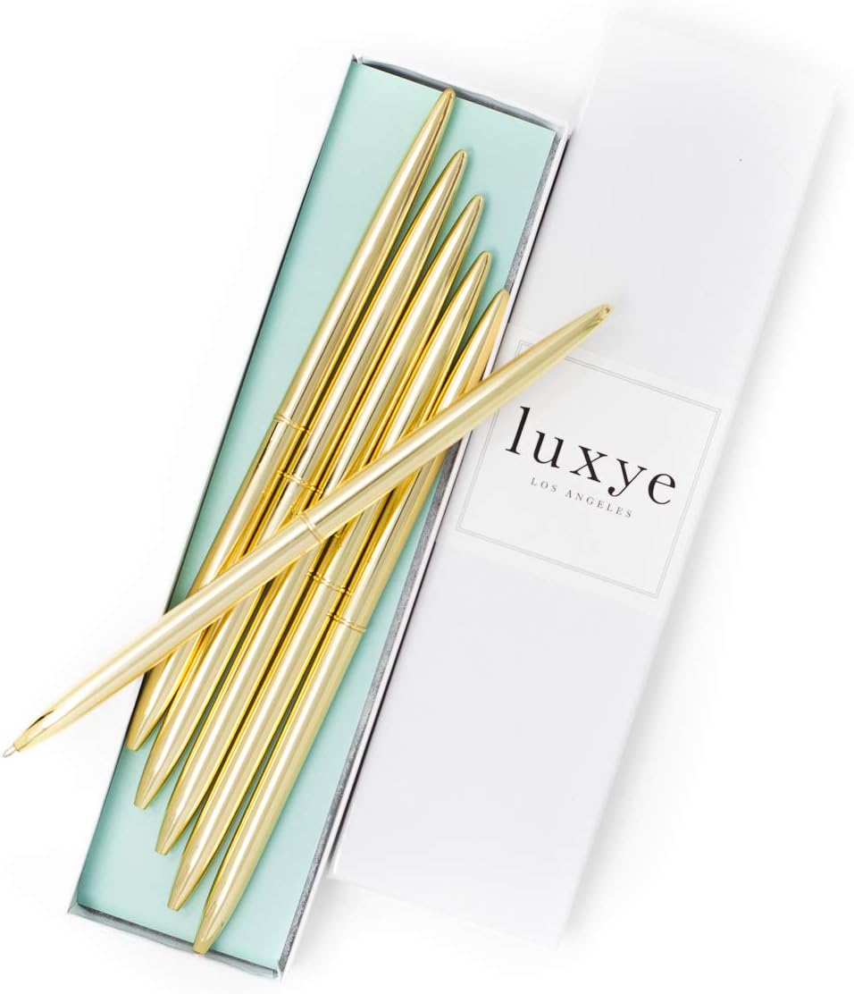 Pens Gold Pen Set 5 Piece Set Gold Ballpoint Pen Metal Black Ink