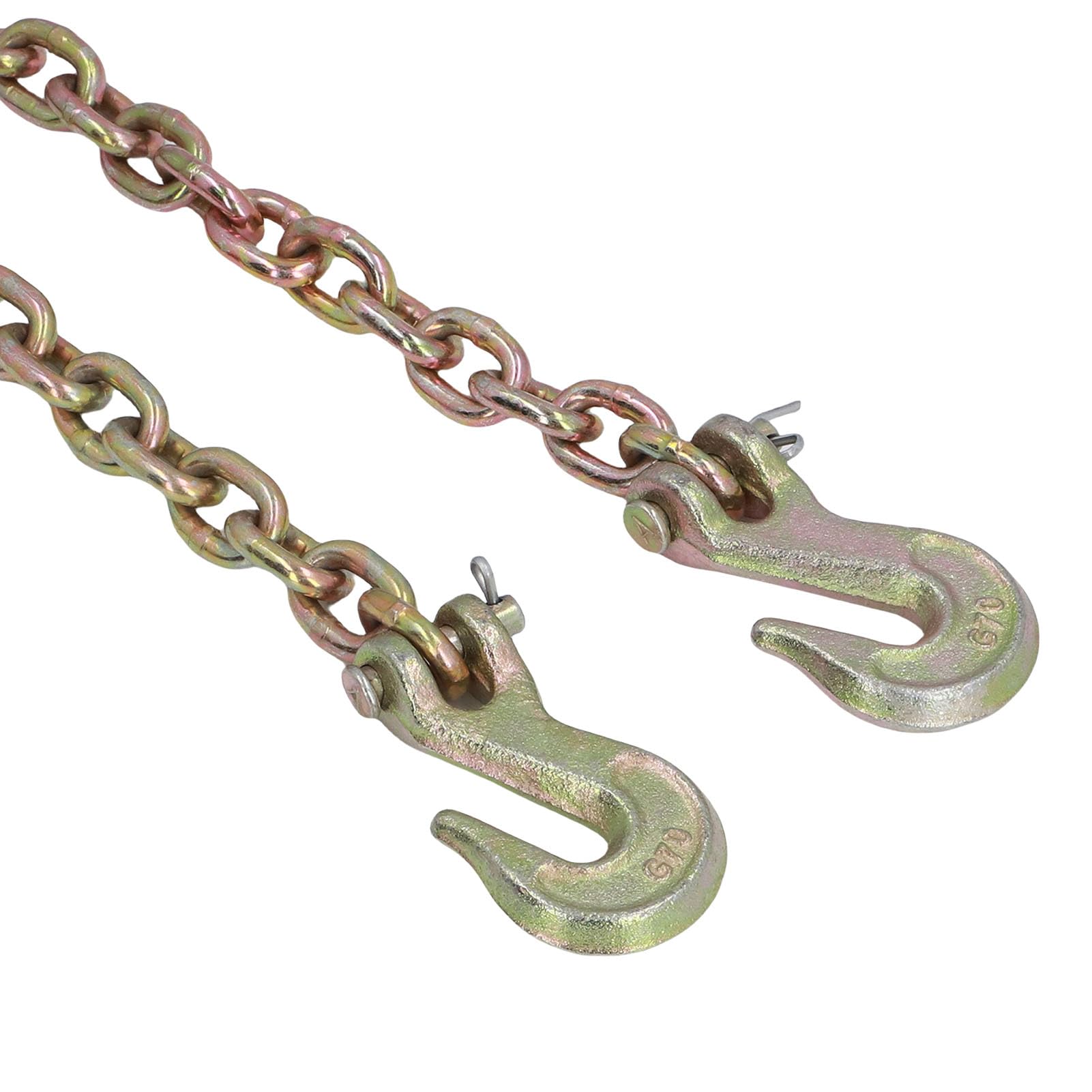 Jeffergarden Cadena de Sujeción con Ganchos de Agarre Cadena de Remolque de Transporte de Grado 70 de 1/4 pulg. X 10 Pies Capacidad de Carga de 2200 Libras con Ganchos de Agarre de Alto
