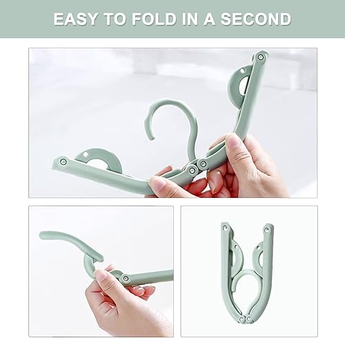 Miniatura 3 de Xiacibdu - 16 perchas de plástico plegables coloridas con 1 tendedero, estante portátil de secado de ropa de viaje para la escuela en casa