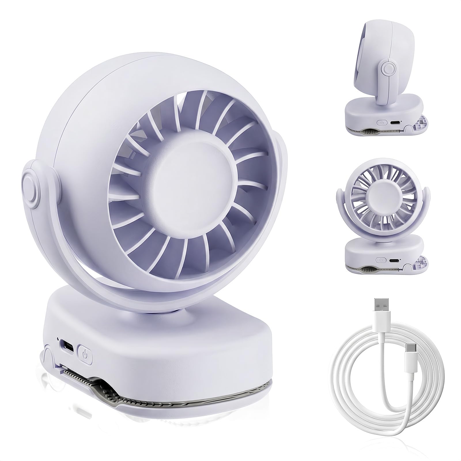 Nivofu Clip On Fan Rechargeable, Portable Mini Personal Cooling, USB Desk Fan 3 Speed, With 720°, Desktop Rotation Personal Cooling For Travel Stroller Camping Office Home (blue)
