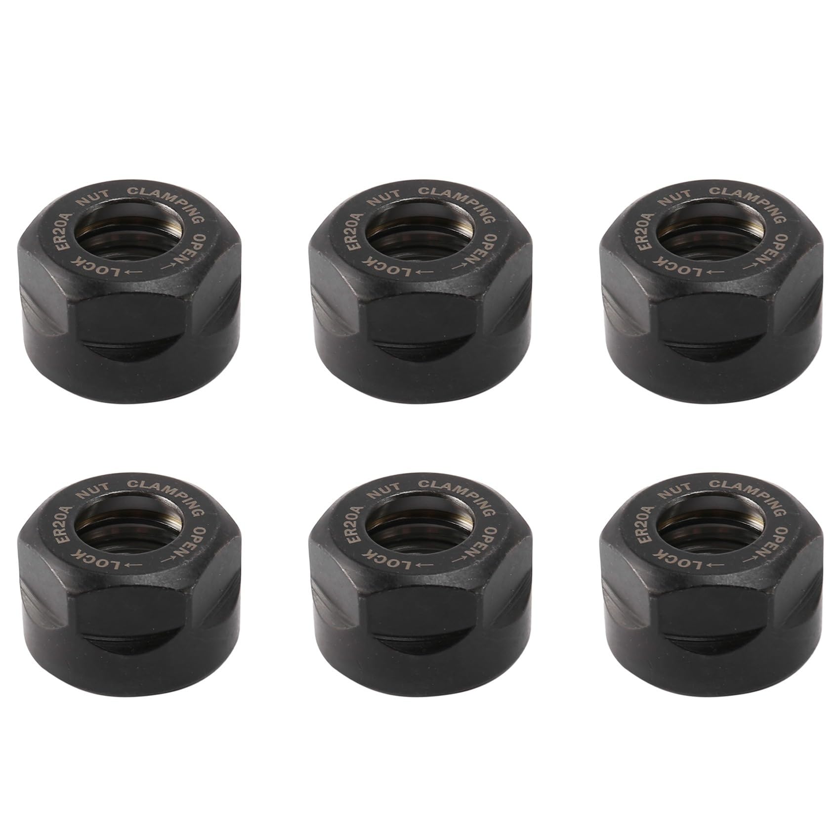 Jnchdghwa Black 6X Er20 Collet Clamping Nuts For Cnc Milling Chuck Holder Lathe