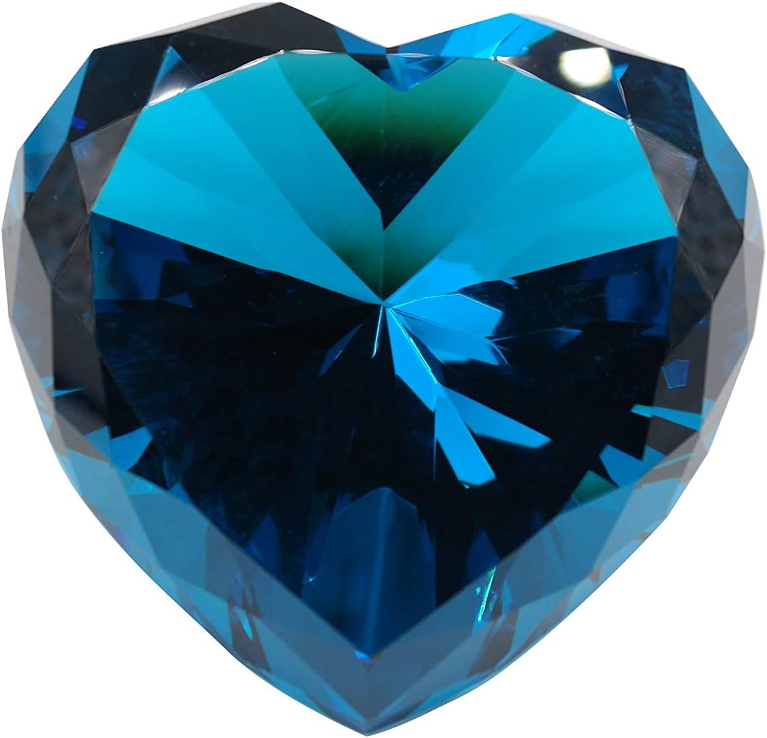 Tripact 80mm Original Color Turquoise Diamond Heart Shaped Jewel Crystal Paperweight (A Grade) 03