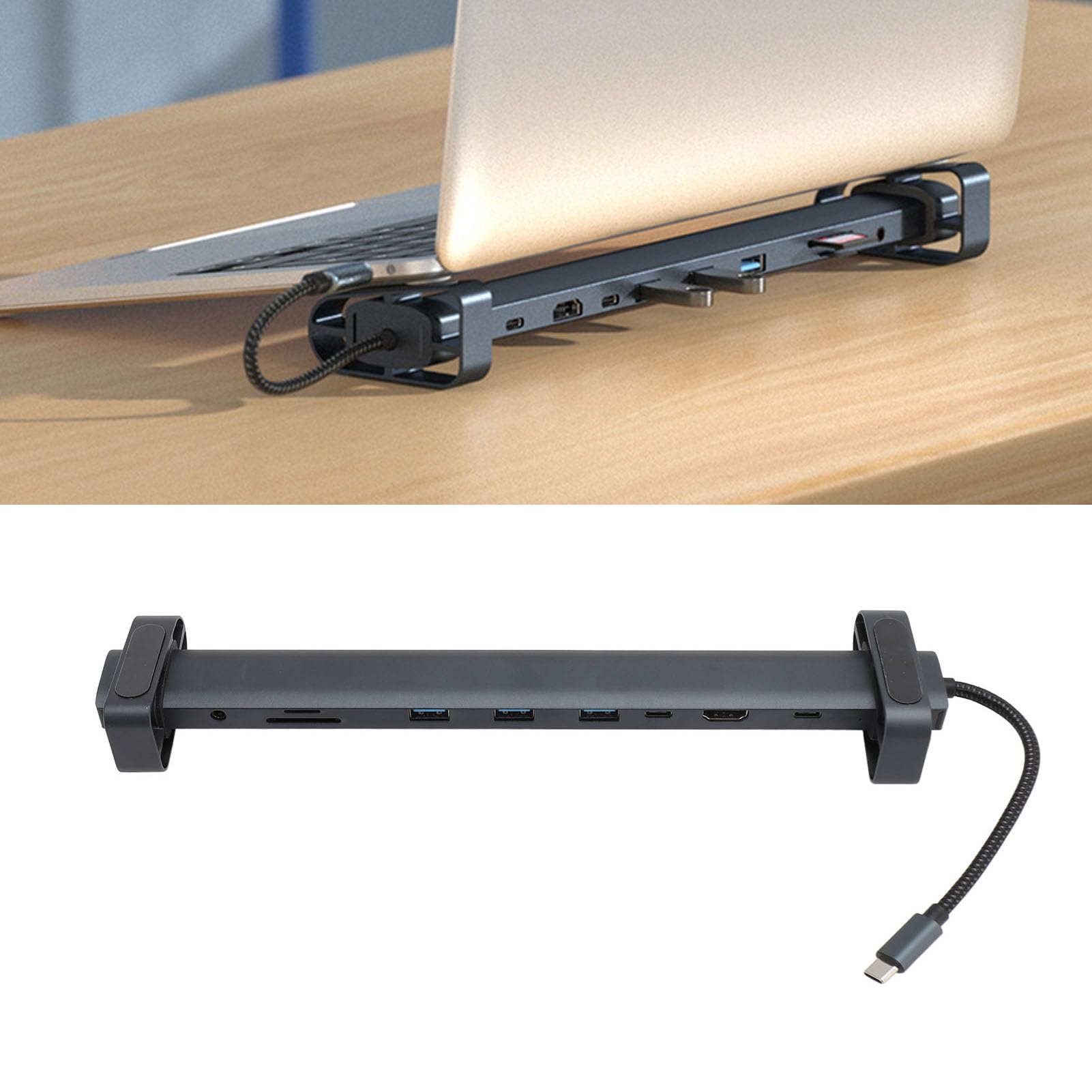 Adattatore Multifunzione Tipo C Hub USB 10 in 1 con Uscita HD 4K per Laptop e Desktop con Operativo Lega di Alluminio da 100 W