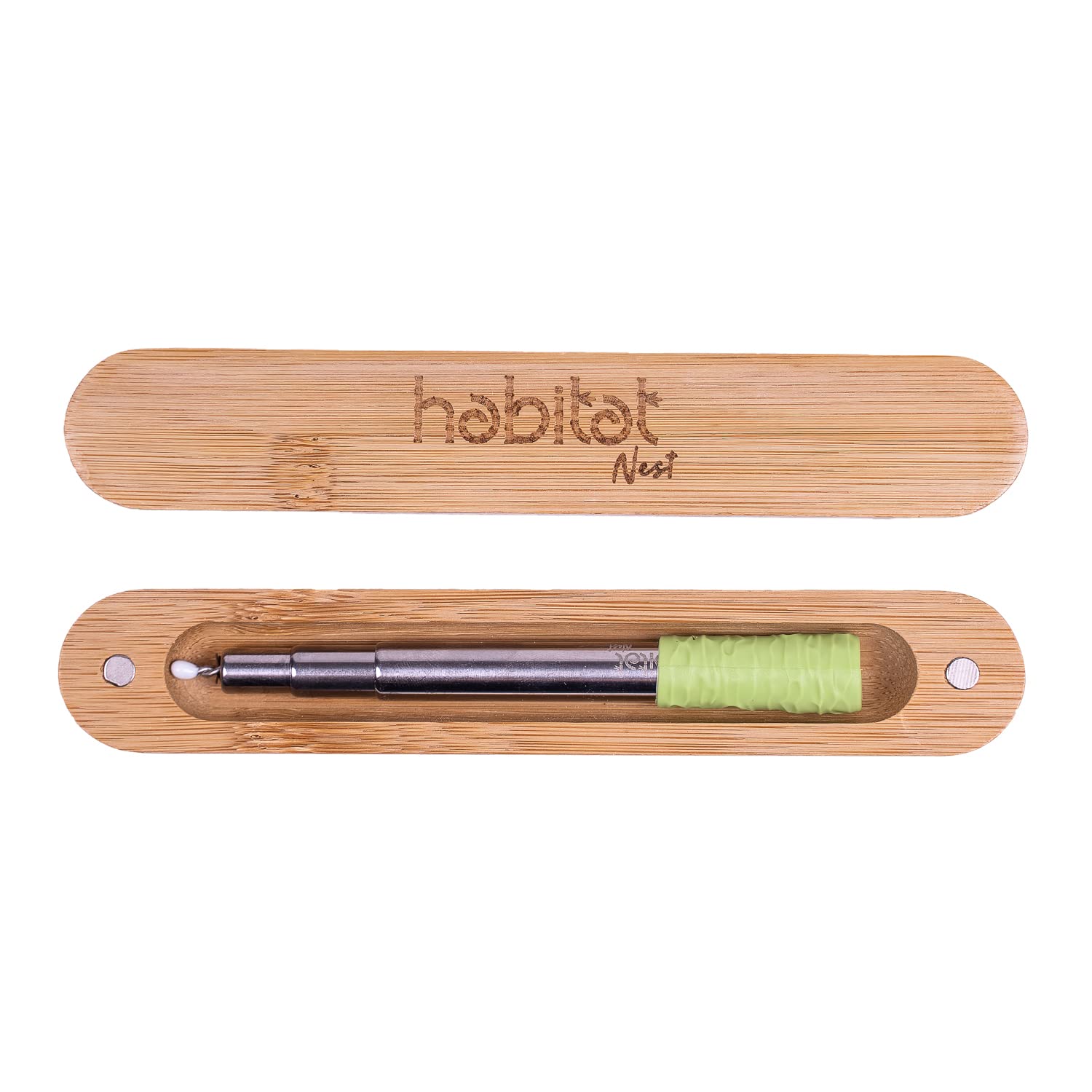 Habitat Nest Straw - Cannuccia Telescopica Riutilizzabile Senza Plastica - Acciaio Inox 304 - Spazzola Con Setole Naturali In Cocco - Custodia In Bambù Magnetica - 4