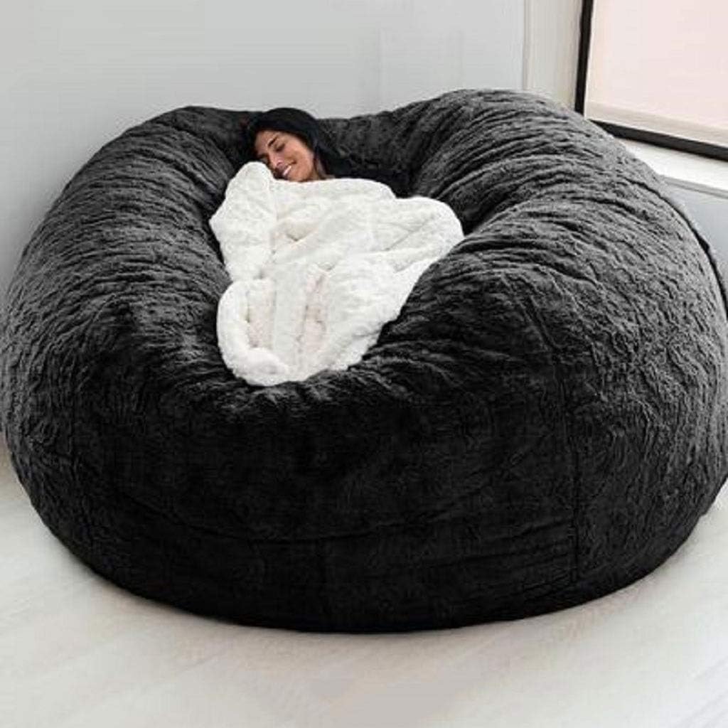 Removable and Washable Bean Bag Bedspread Living Room Furniture Lazy Sofa Cover Comfortable Home(Black)