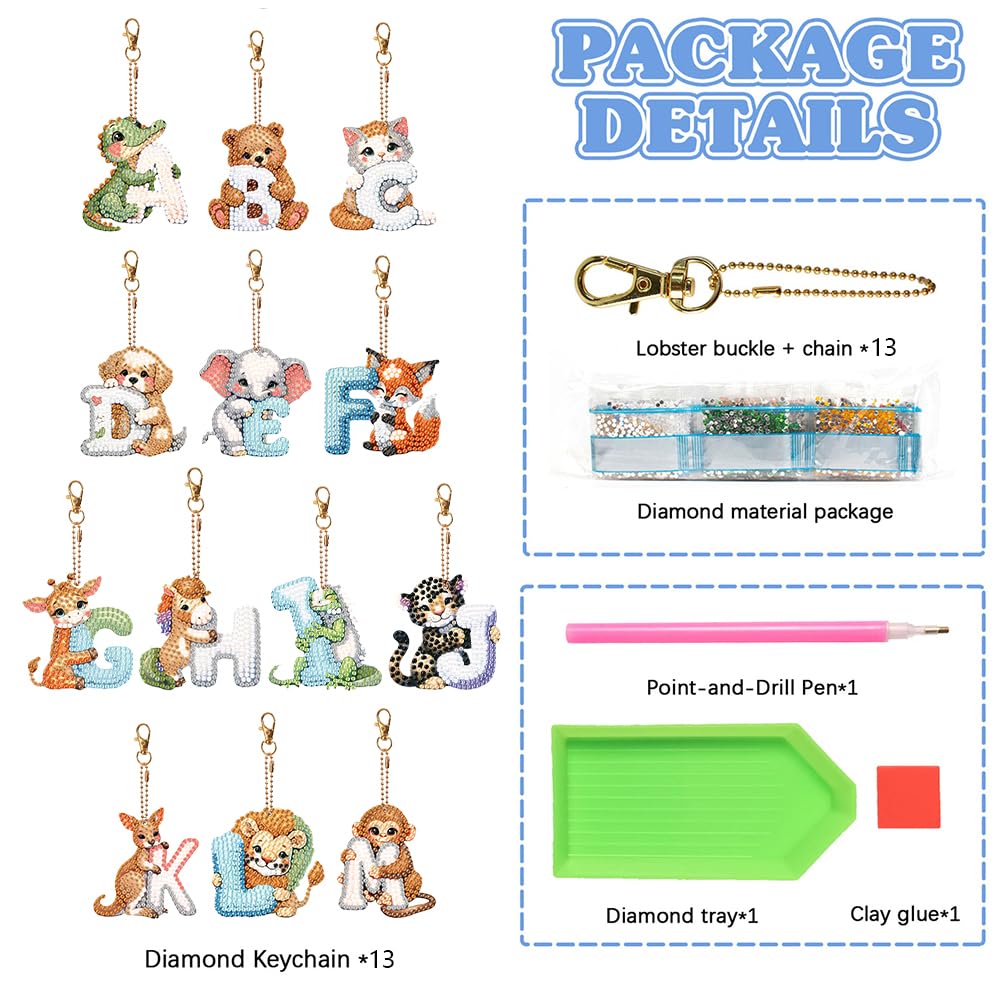 Amazon | sikiwind 13個アルファベット動物ダイヤモンドアート