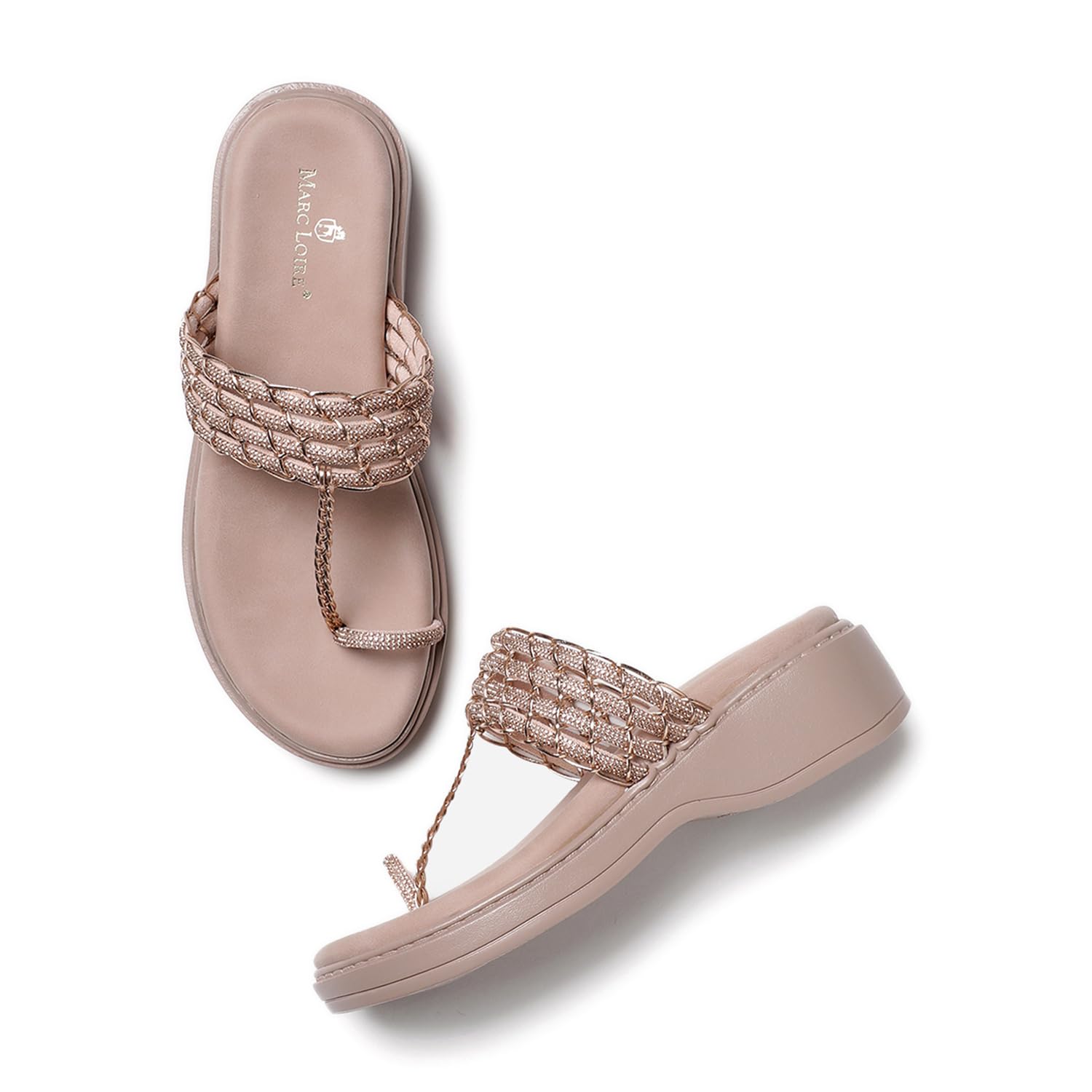 marc loire Women's Bow Embellished Slip-On Platform Heel Fashion Sandal for All Occasion-picture-24