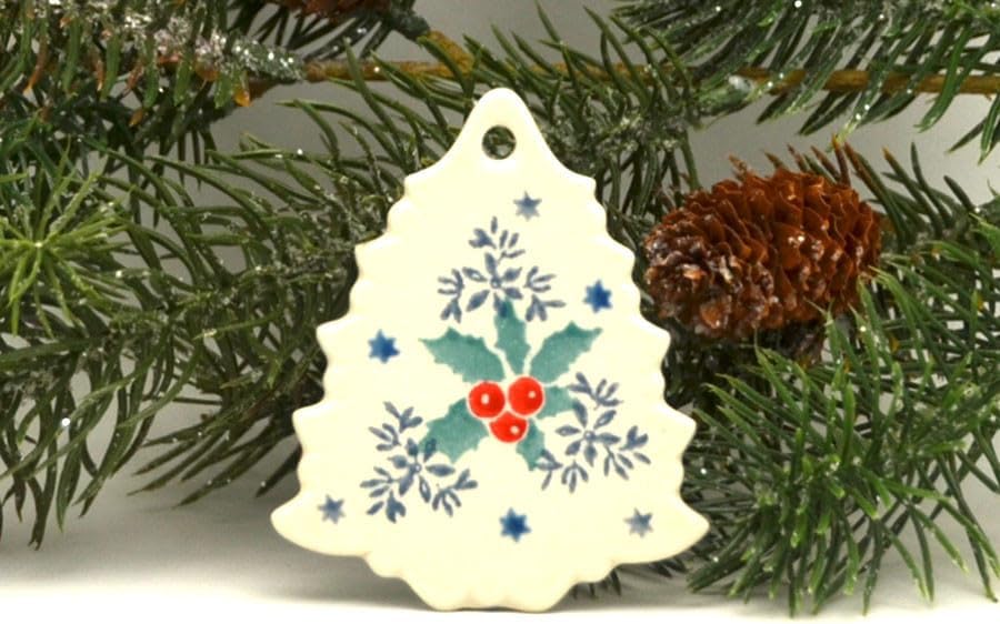 Polish Pottery Ornament - Christmas Tree - Winter Holly