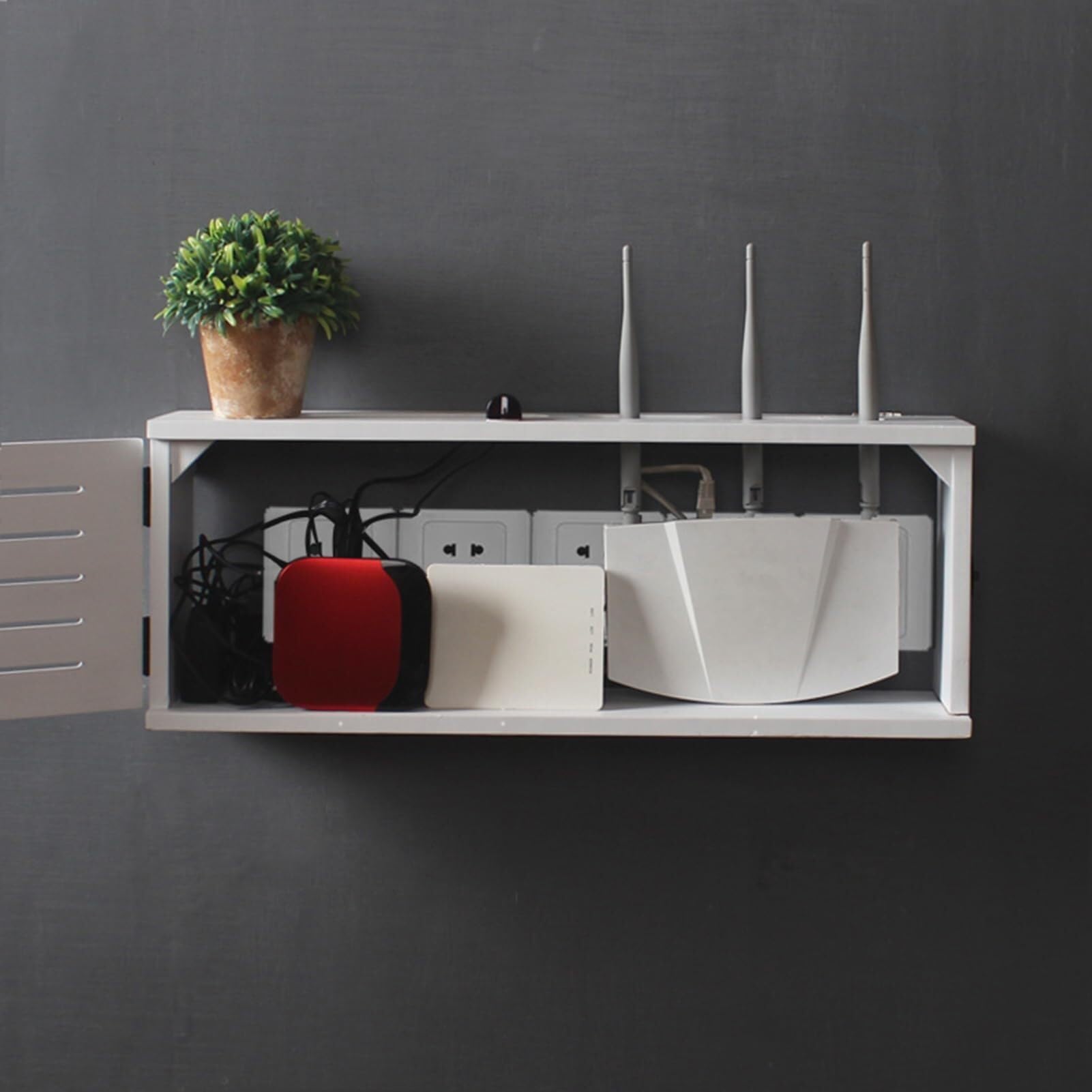 Holz Router Regal - Kabelversteck für Wohnzimmer & Büro
