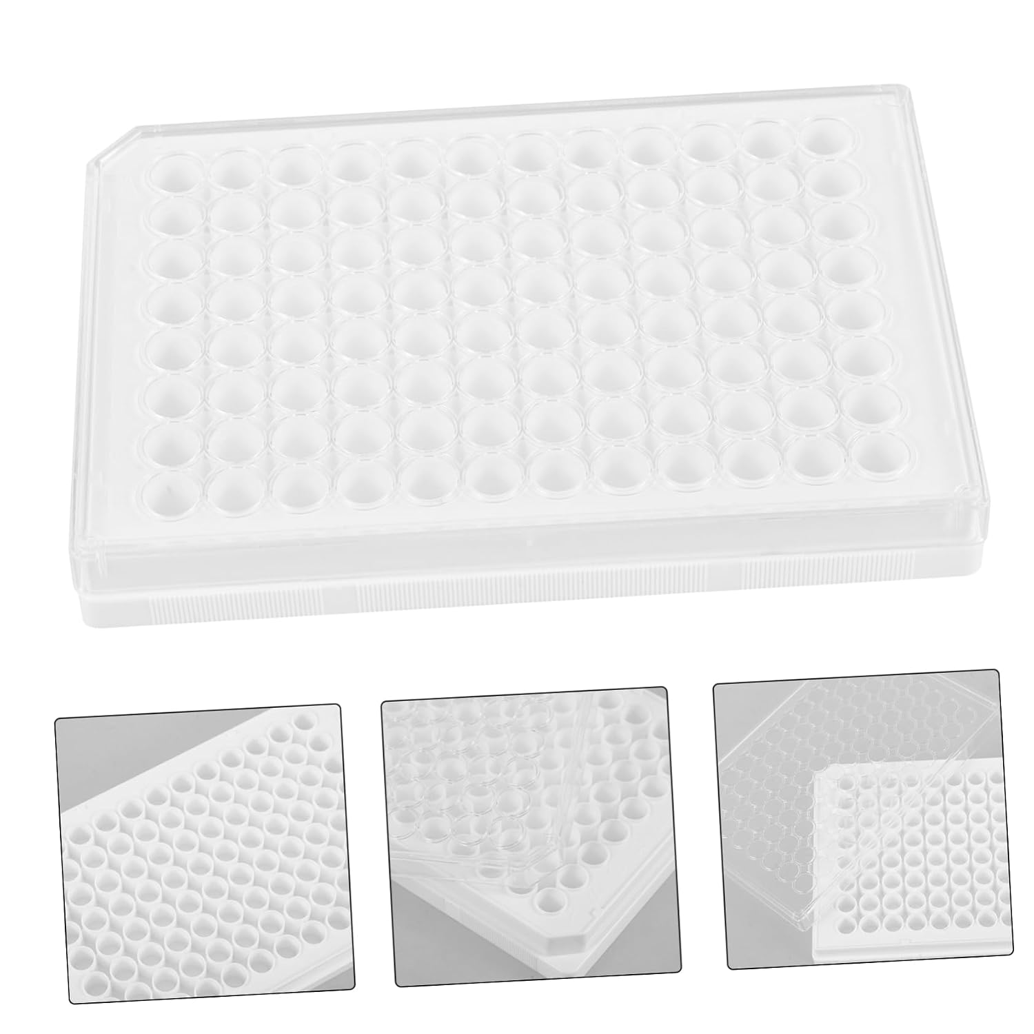 Cabilock 96holes Cell Culture Plate Lab Cell Culture Plate Lid Tissue for Lab Flat Bottom Easy to Clean