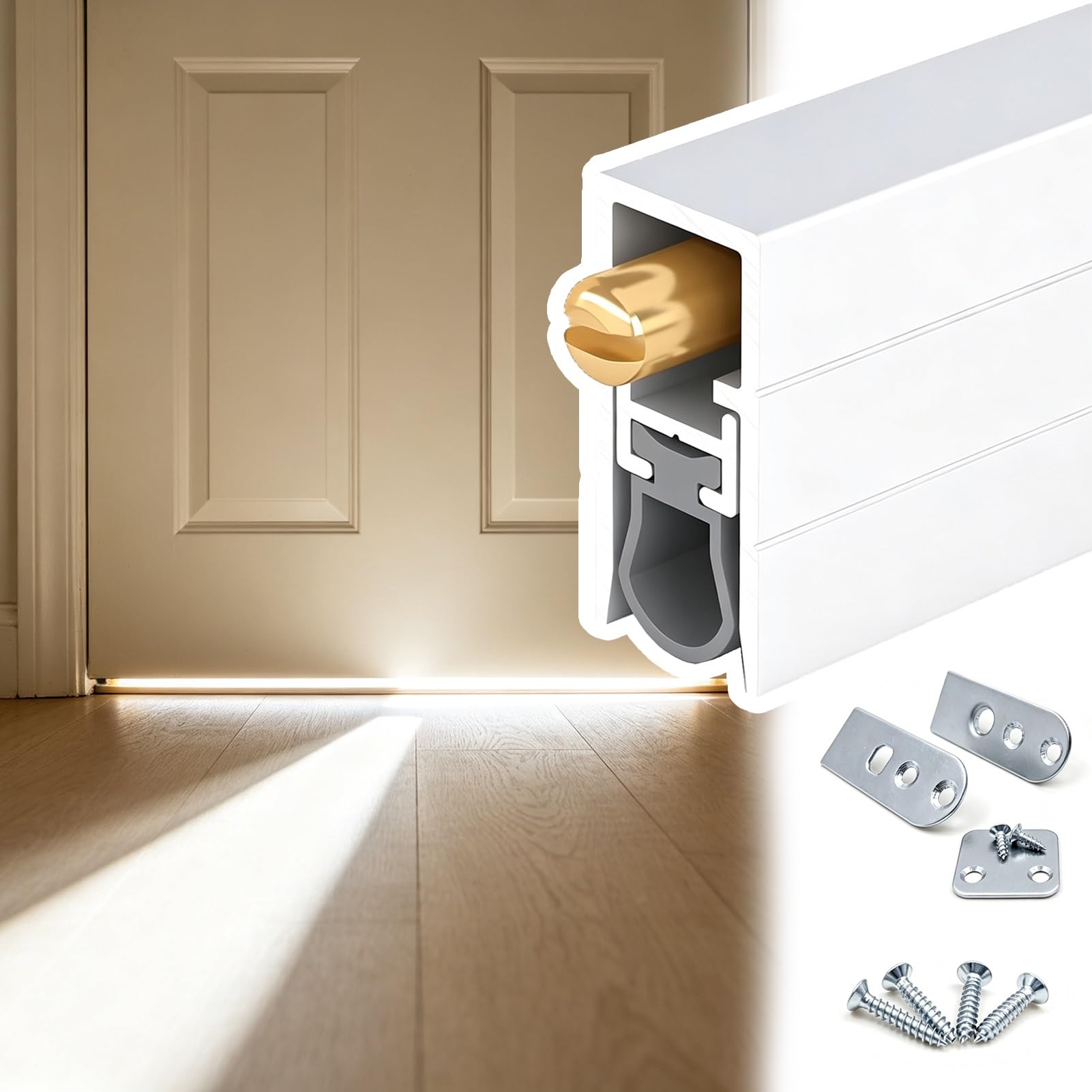 Paraspifferi Sottoporta Strisce Oscuranti Incassate per La Parte Inferiore Della Porta | 76 100 102 135 150 cm di Lunghezza Paraspifferi per Porte, Risparmio Energetico Antipolvere Riempitivo(119cm(46 7/8"))